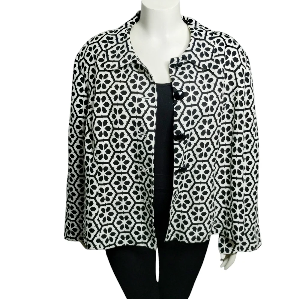 Trenz by Theresa Renz Women's Linen Blend Barrel Jacket size 3X Classic Quiet Lu